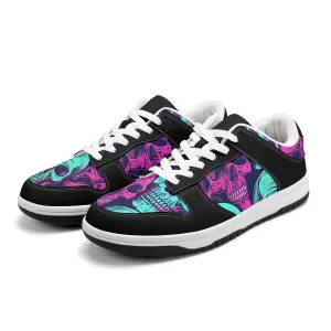 Neon Skulls Dunk Low Top Leather Sneakers