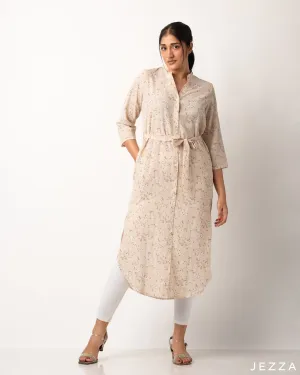 Polyester Midi Length Top With Tie Up Belt 57752
