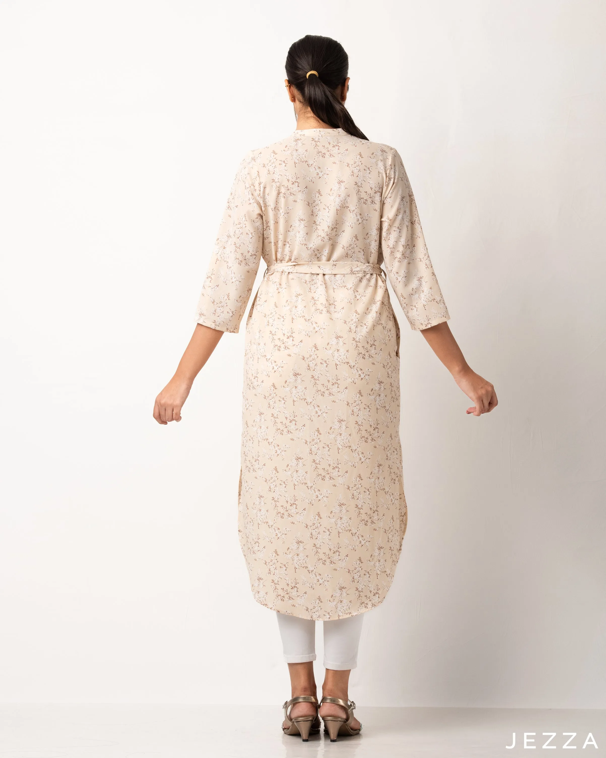 Polyester Midi Length Top With Tie Up Belt 57752