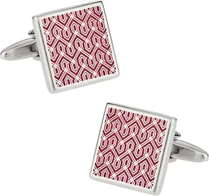 Red Enamel Tapestry Middle East Cufflinks with Presentation Gift Box Wedding