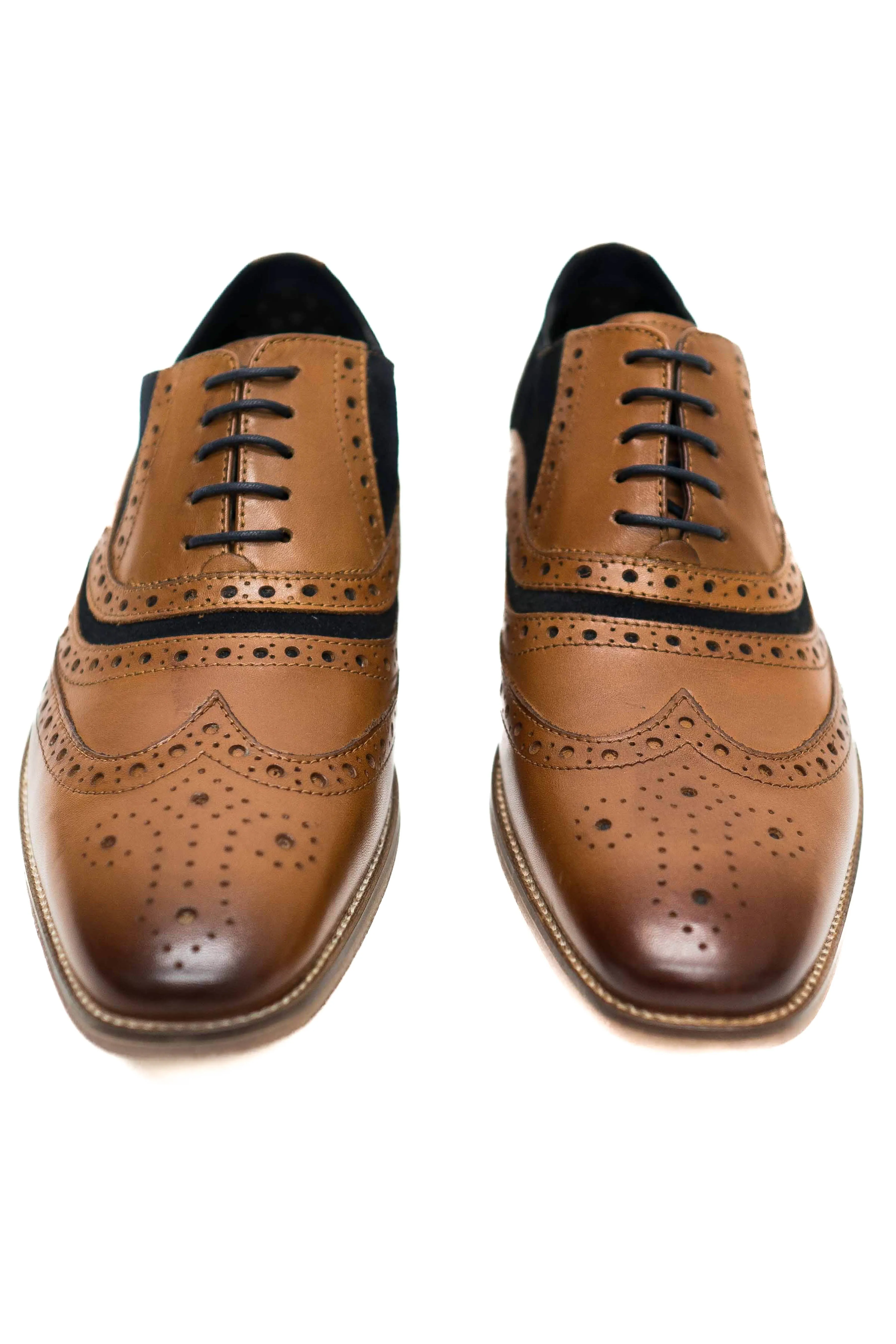 Roamers Tan & Navy Suede Brogues