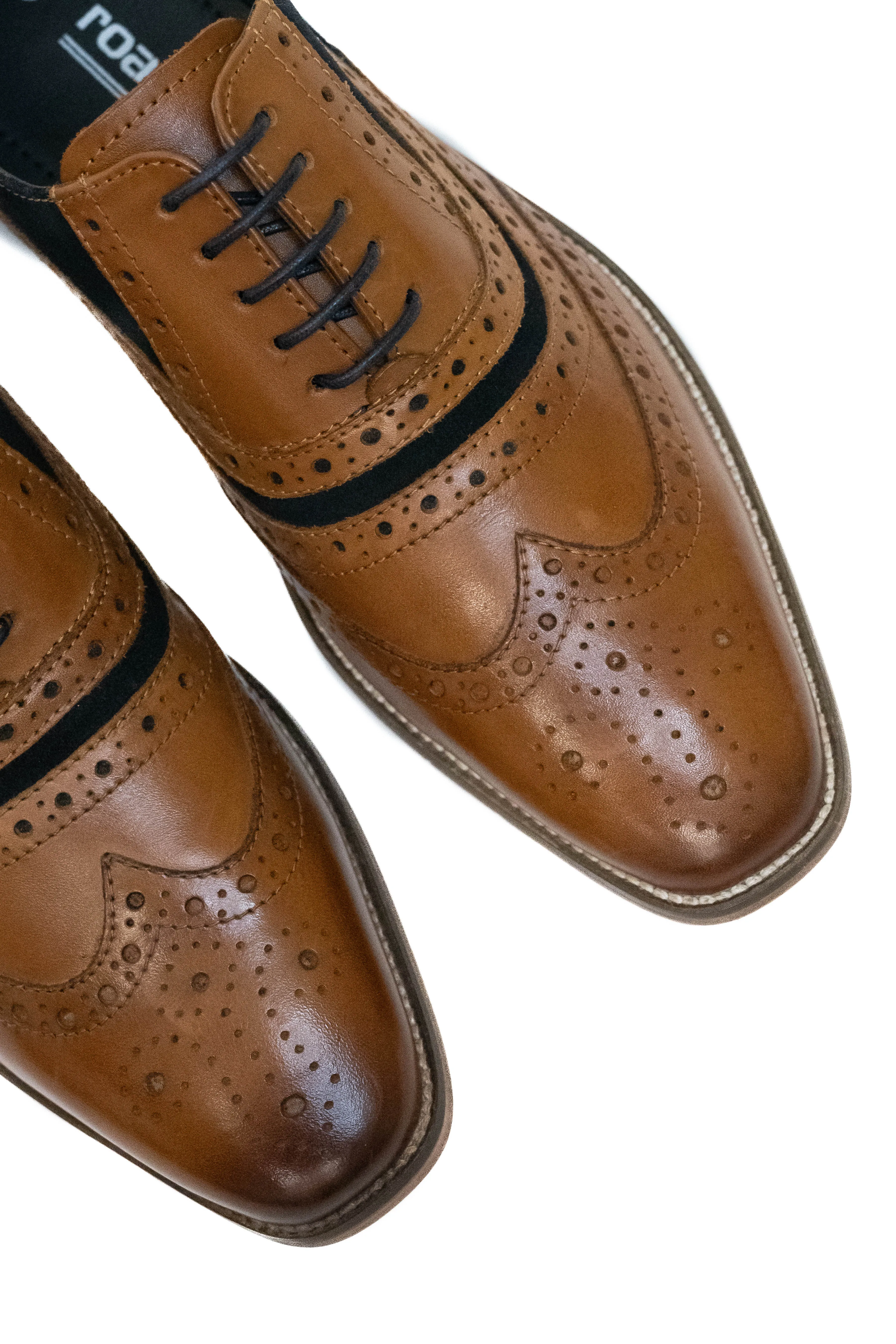 Roamers Tan & Navy Suede Brogues