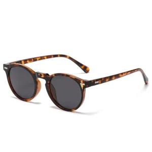Round-Frame Unisex Polarized Sunglasses | Tea Leopard