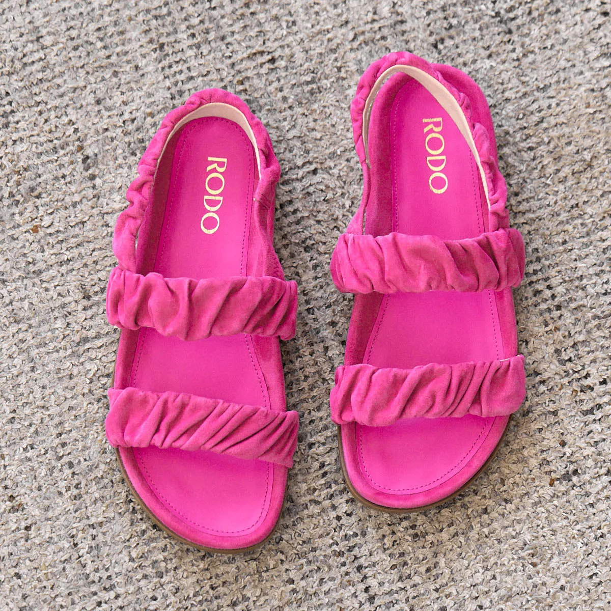 Ruched Flat Suede Leather Sandals