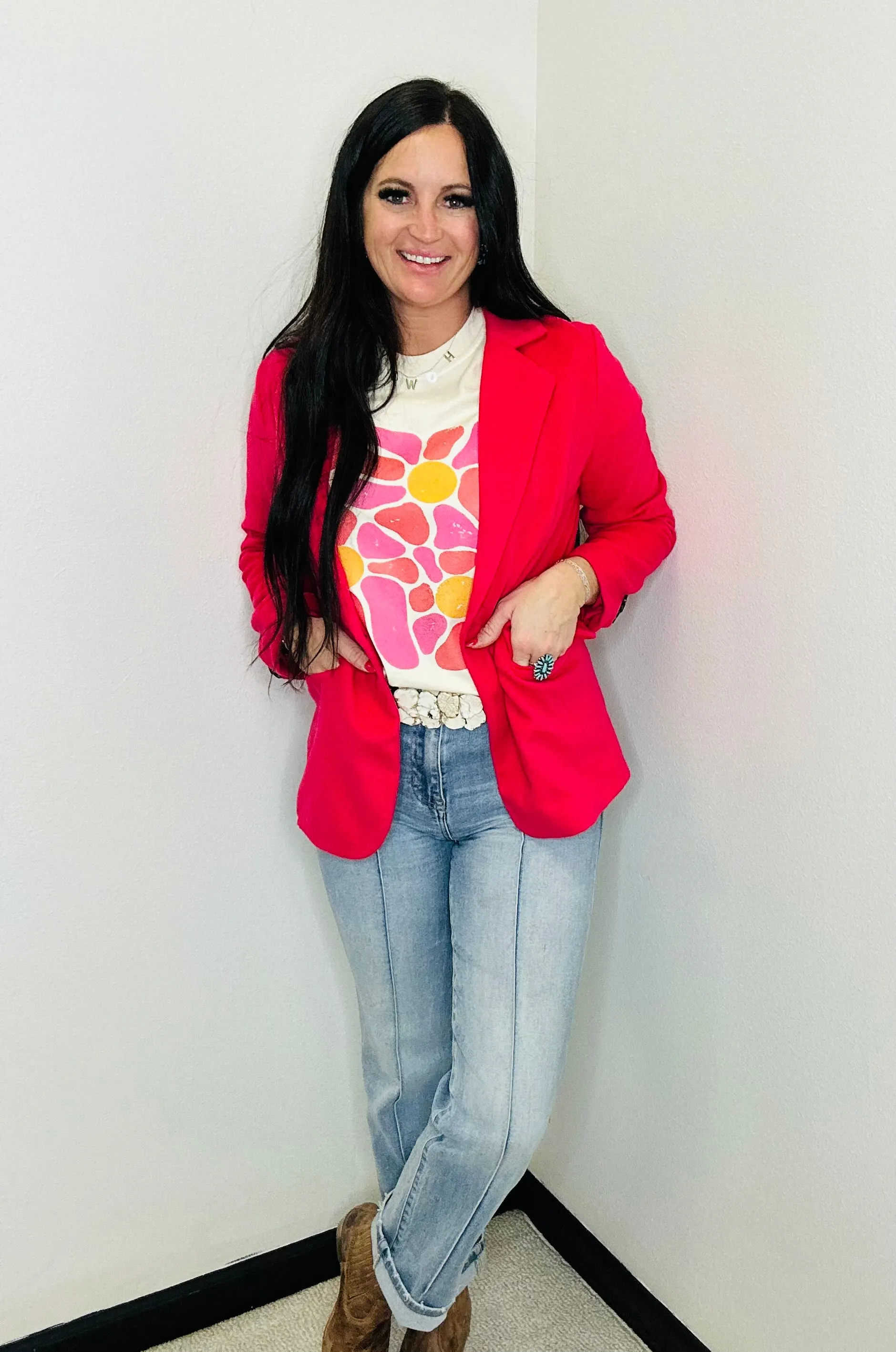 Ruth Pink Felt Blazer Jacket