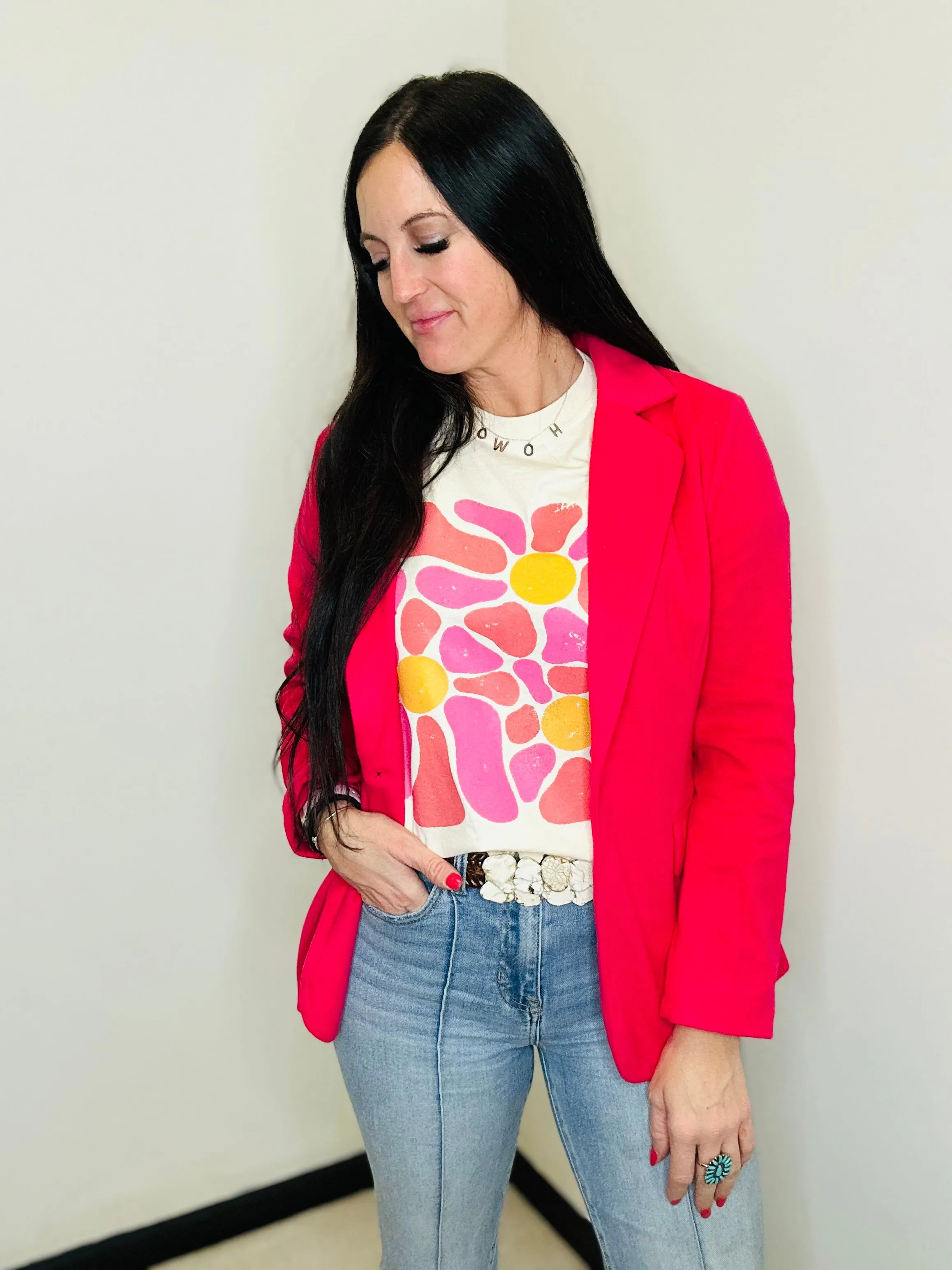 Ruth Pink Felt Blazer Jacket