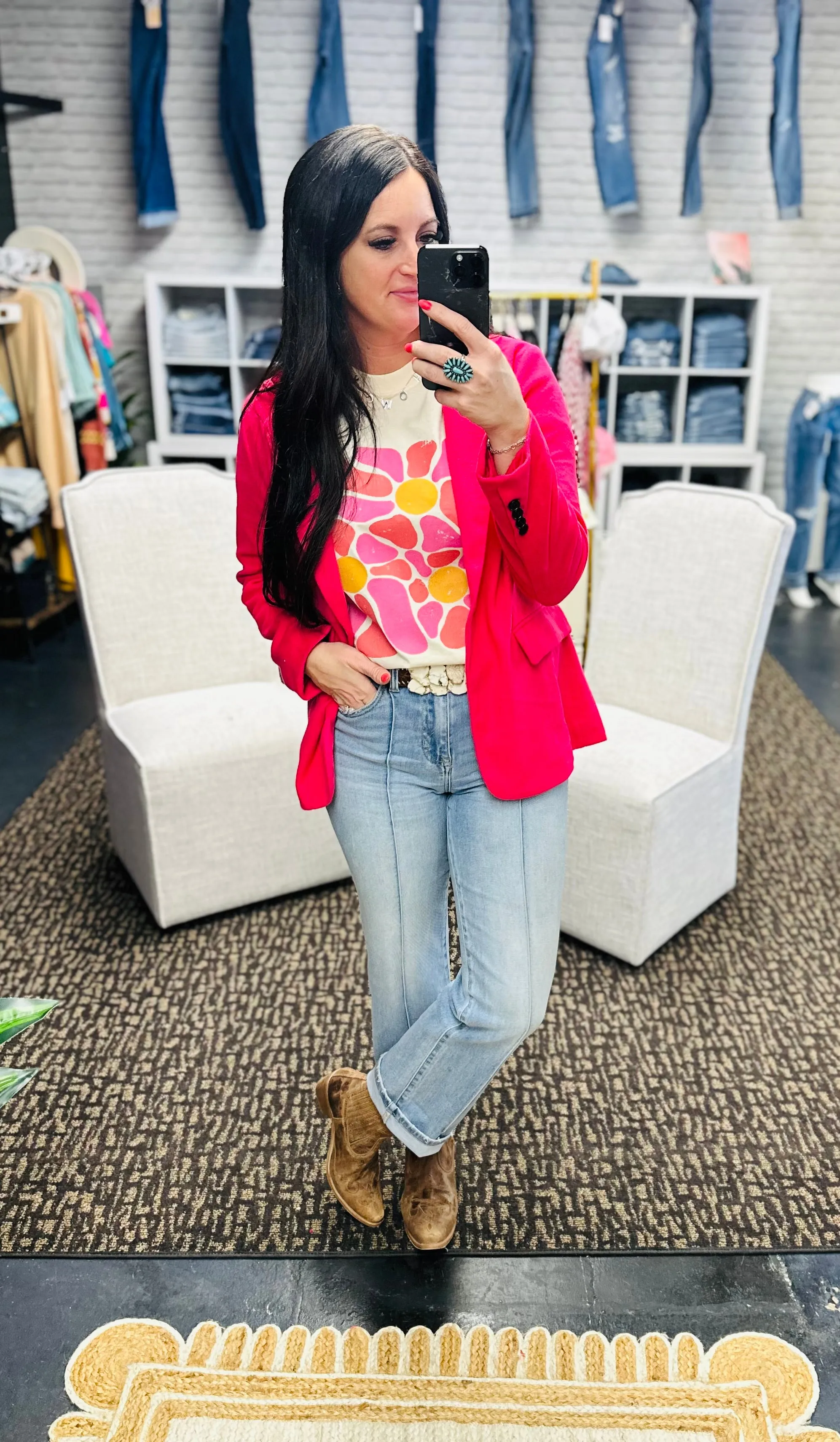 Ruth Pink Felt Blazer Jacket
