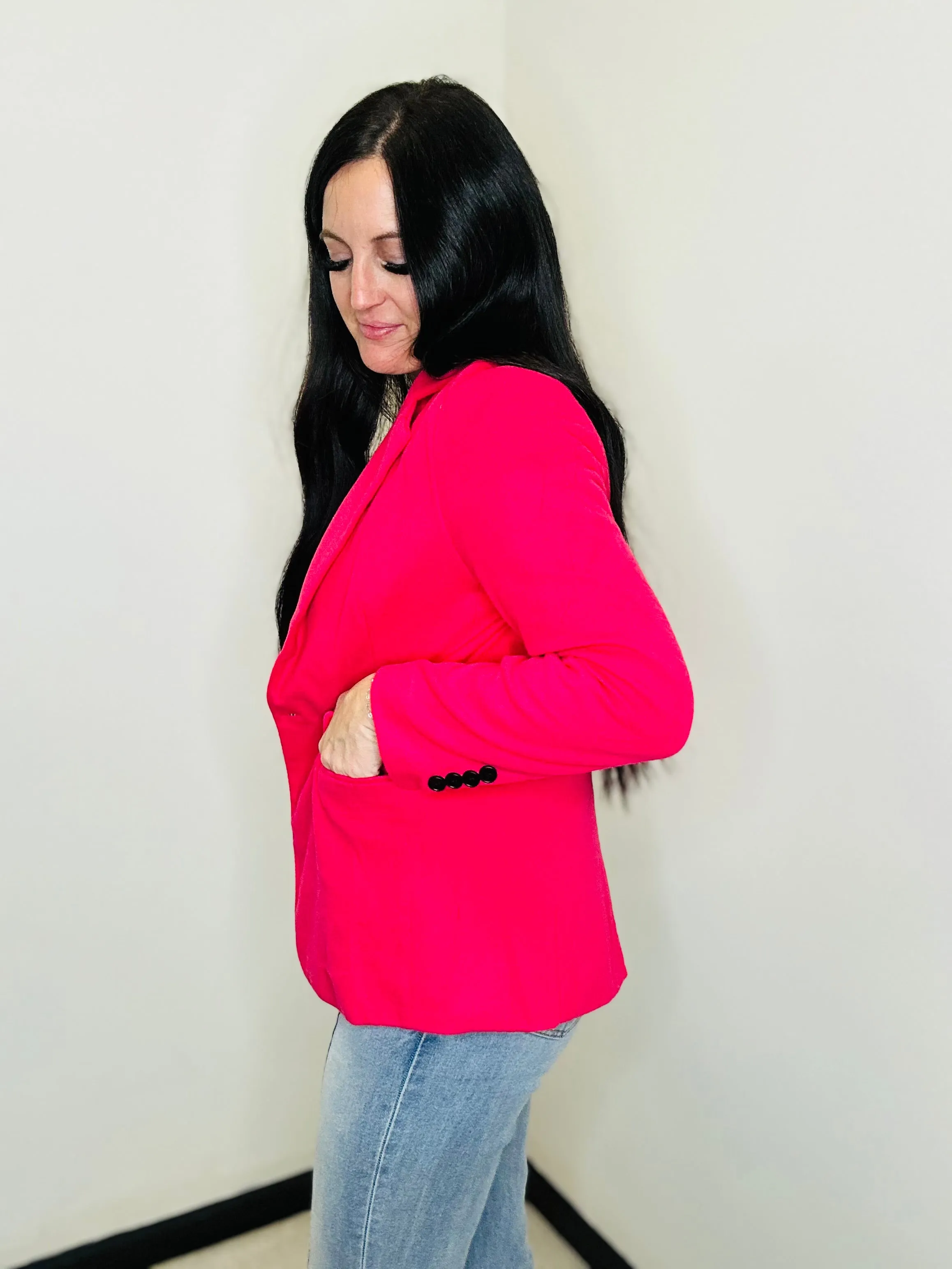 Ruth Pink Felt Blazer Jacket