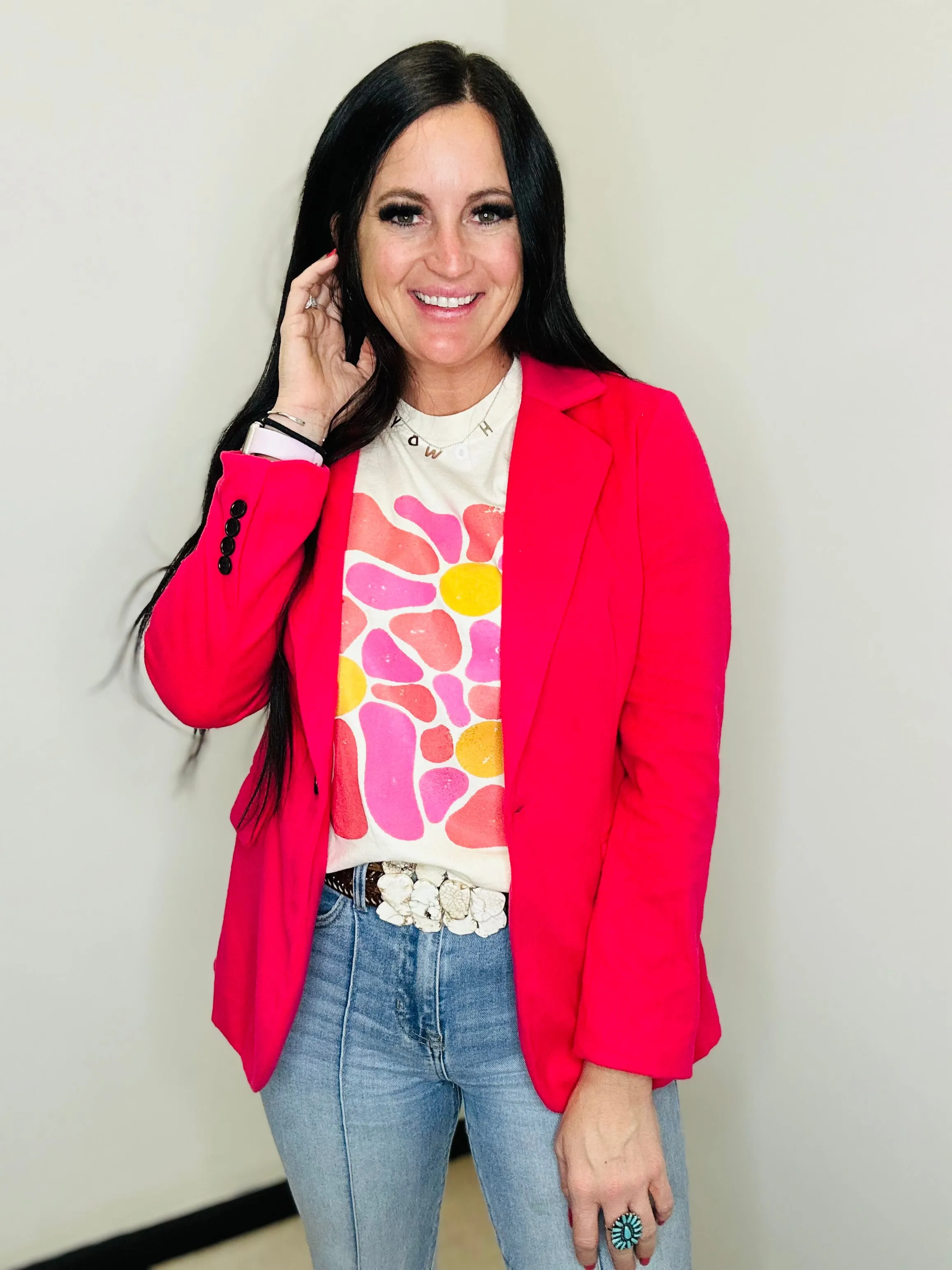 Ruth Pink Felt Blazer Jacket