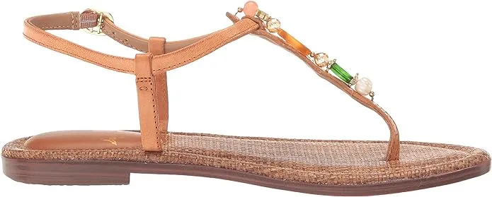 Sam Edelman Gigi Natural Custom Retro Bead Ankle Strap Open Toe Flats Sandals