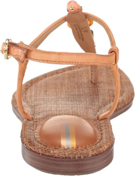 Sam Edelman Gigi Natural Custom Retro Bead Ankle Strap Open Toe Flats Sandals