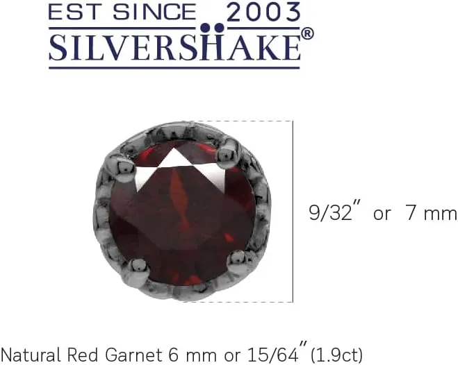 Silvershake 6MM Round Shape Birthstone Gemstones Black Rhodium Plated or Yellow Gold Plated 925 Sterling Silver Heart Victorian Style Stud/Post Earrings Jewelry for Women Business Attire