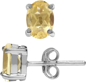 Silvershake 7X5mm Oval Shape Birthstone Gemstone White Gold Plated or Yellow Gold Plated 925 Sterling Silver Business Attire Stud Earrings Jewelry for Women