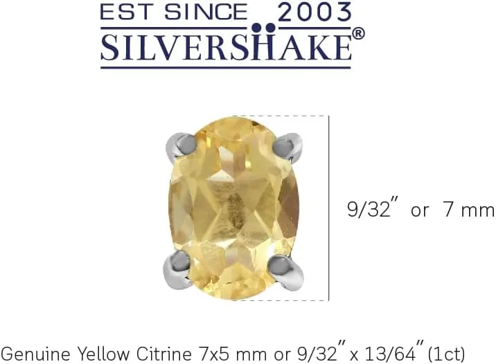 Silvershake 7X5mm Oval Shape Birthstone Gemstone White Gold Plated or Yellow Gold Plated 925 Sterling Silver Business Attire Stud Earrings Jewelry for Women