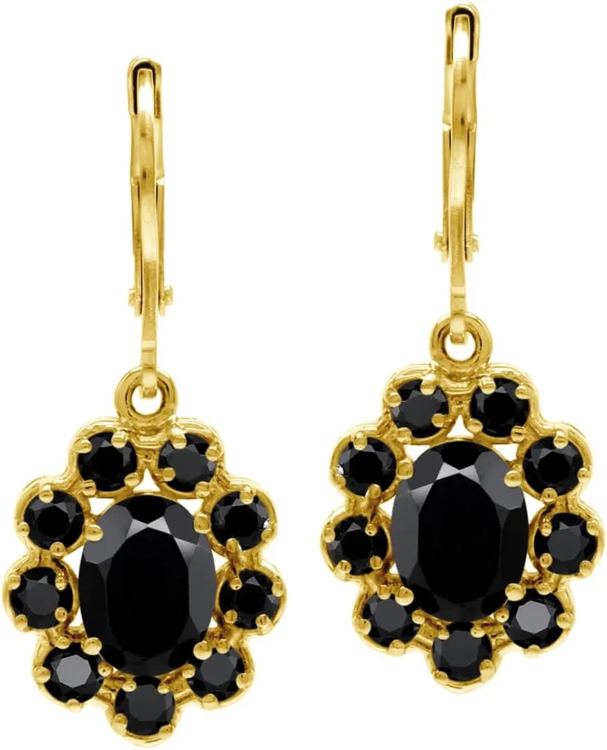 Silvershake Genuine Gemstones 925 Sterling Silver Flower Cluster Leverback Drop Dangle Earrings Jewelry for Women Business Attire