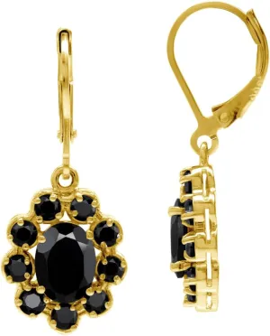 Silvershake Genuine Gemstones 925 Sterling Silver Flower Cluster Leverback Drop Dangle Earrings Jewelry for Women Business Attire