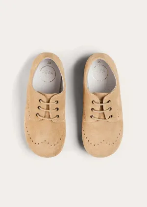 Suede Lace-Up Shoes in Beige (24-35EU)
