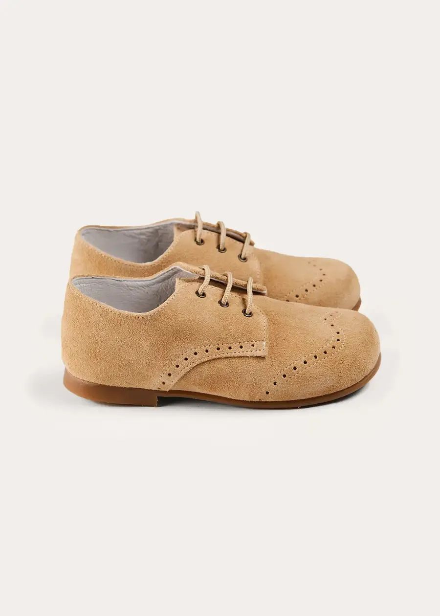 Suede Lace-Up Shoes in Beige (24-35EU)