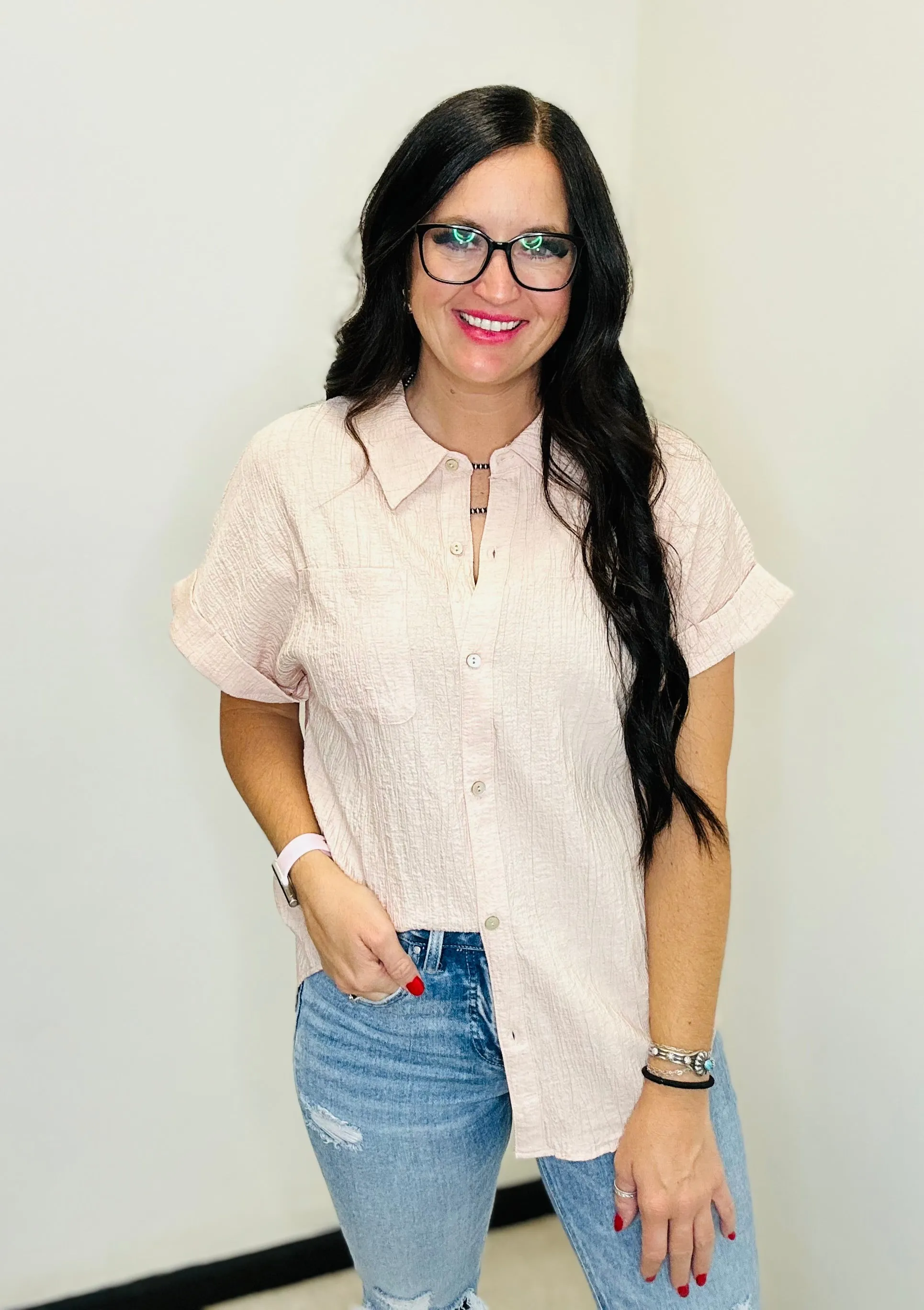 Sydney Blush Short Sleeve Blouse