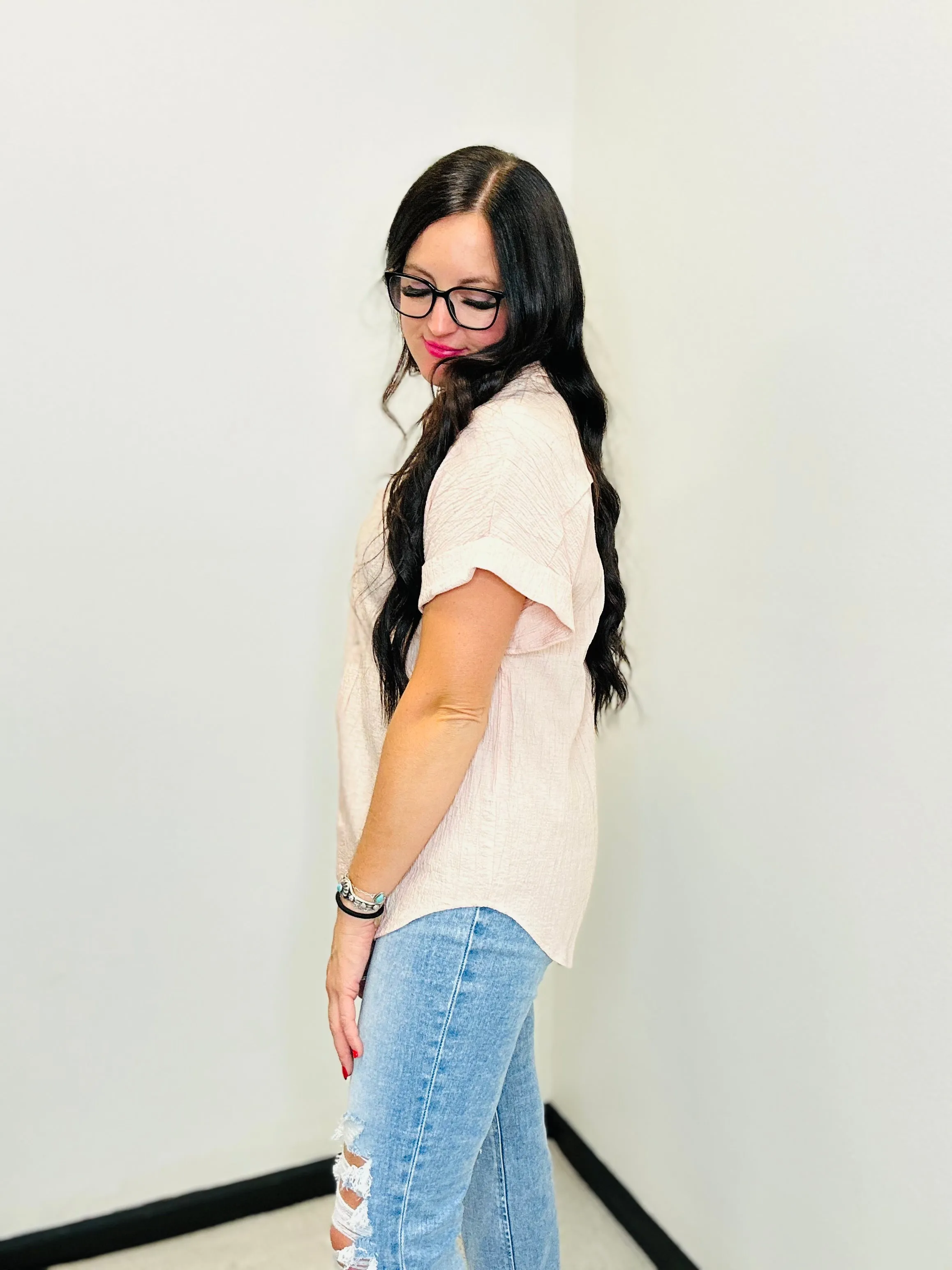 Sydney Blush Short Sleeve Blouse
