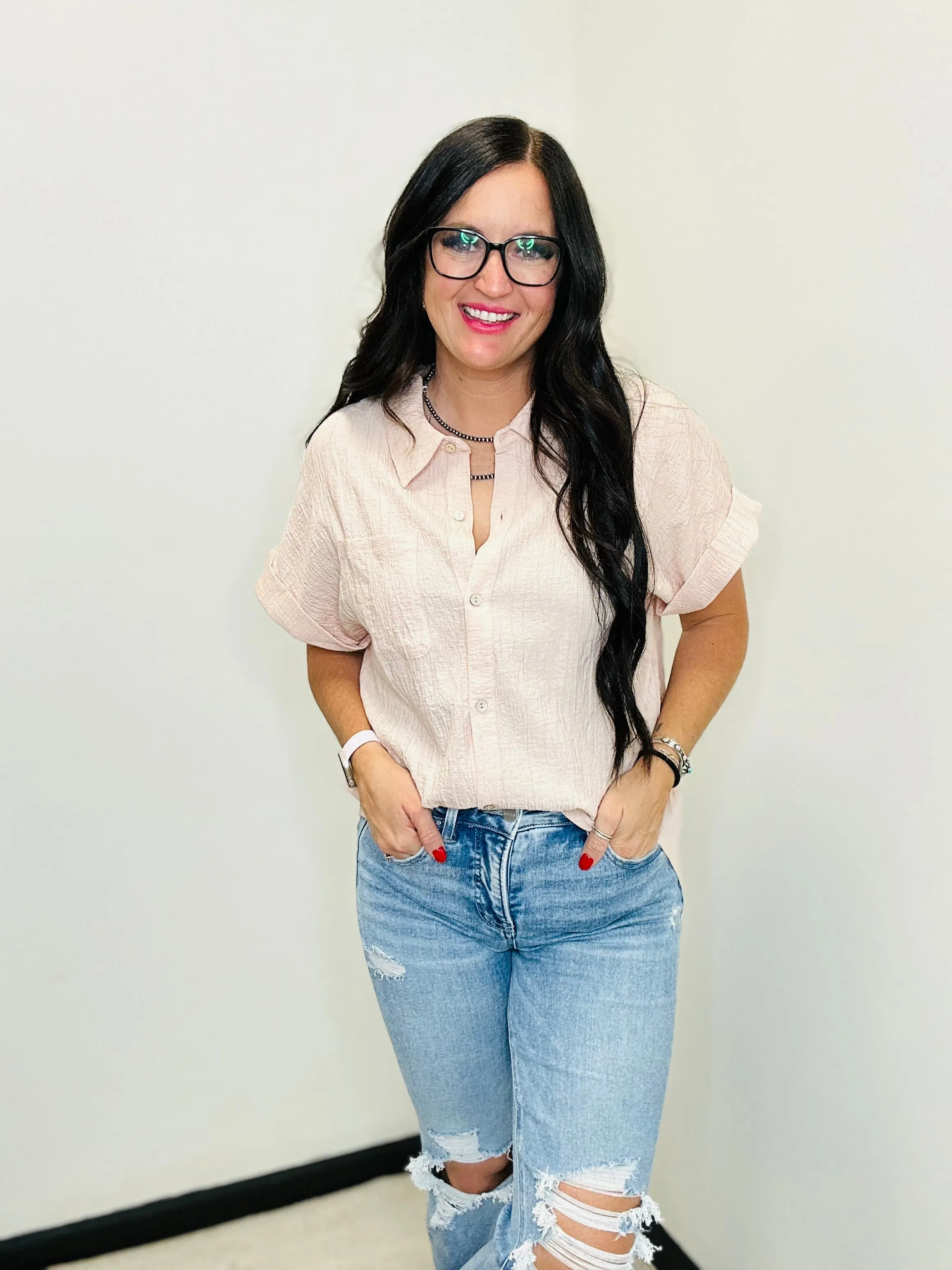 Sydney Blush Short Sleeve Blouse