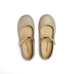 Textured Mary Janes - Shimmer Gold