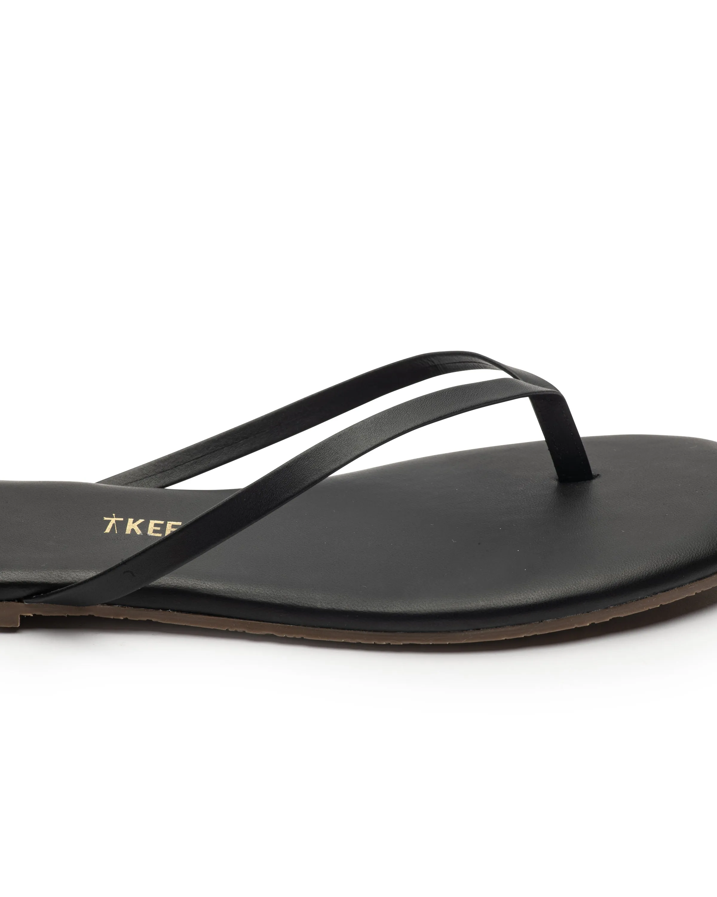 Tkees LILY square flip-flops from brazilian leather in Black