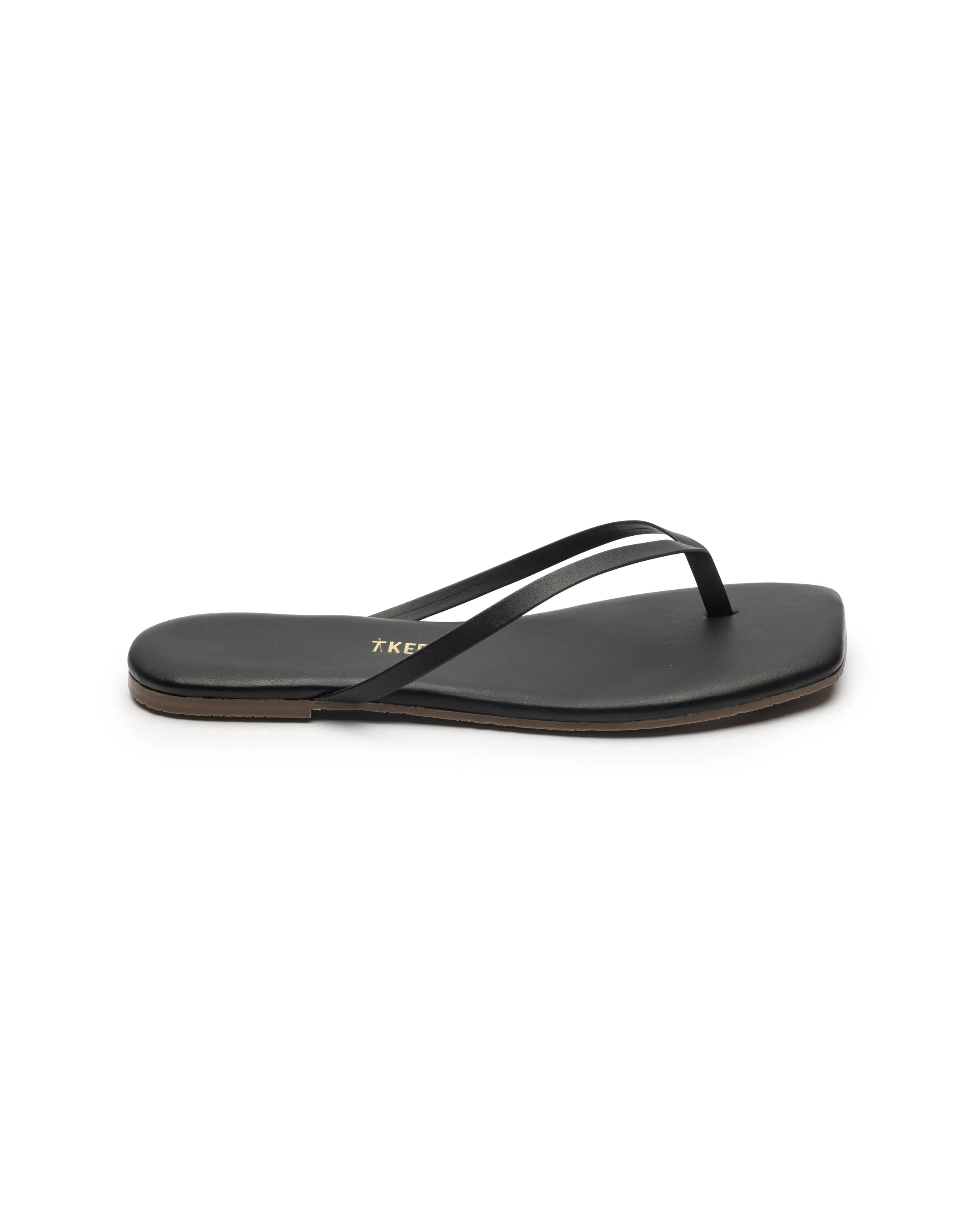Tkees LILY square flip-flops from brazilian leather in Black