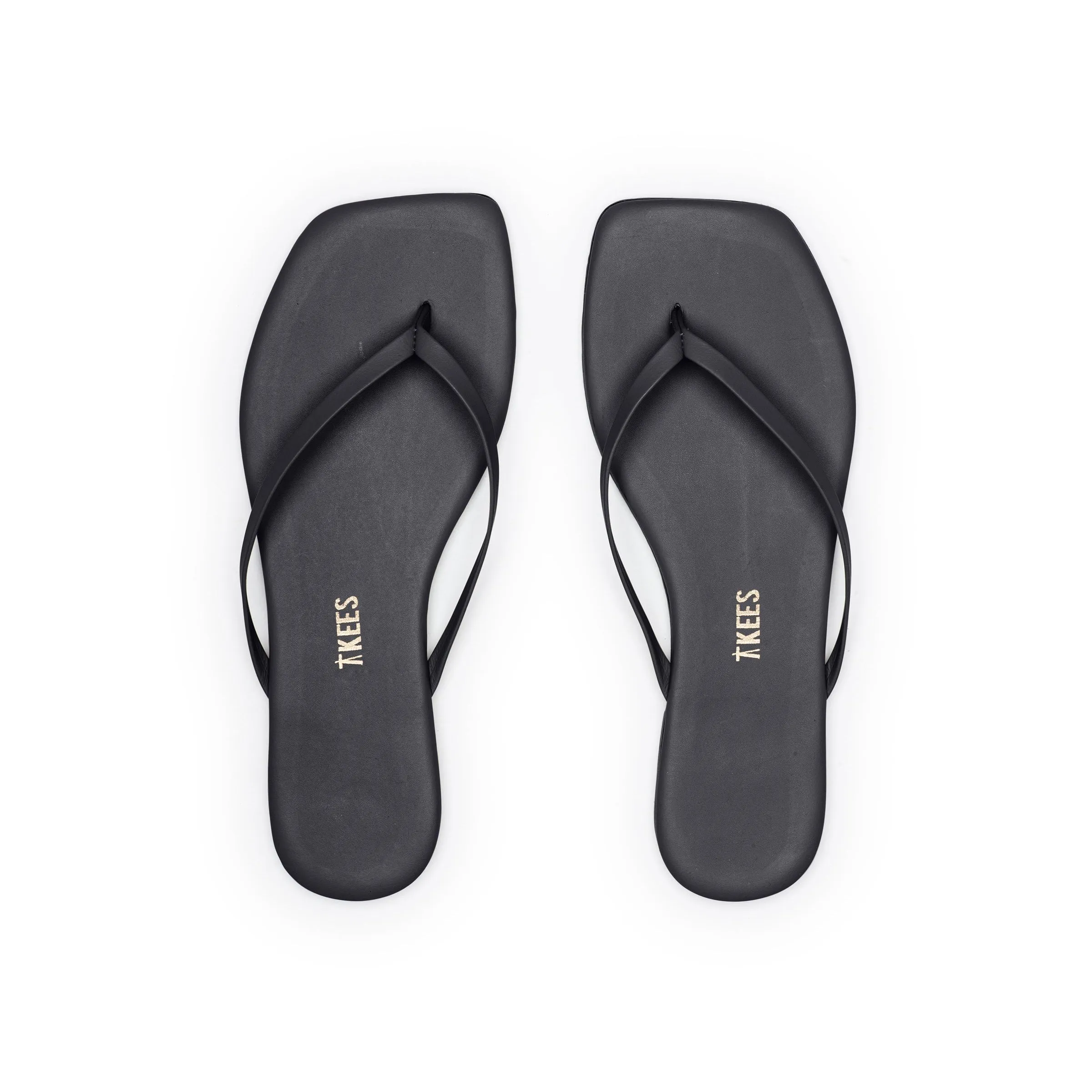 Tkees LILY square flip-flops from brazilian leather in Black