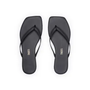Tkees LILY square flip-flops from brazilian leather in Black