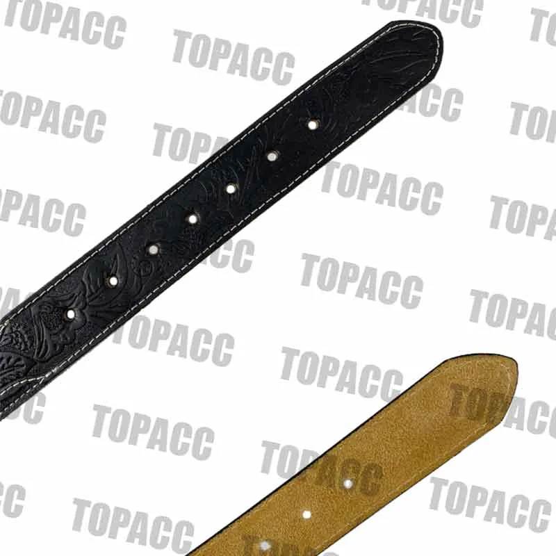 TOPACC Western Super Concho Longhorn Cow Bull Black Country Belts Genuine Leather