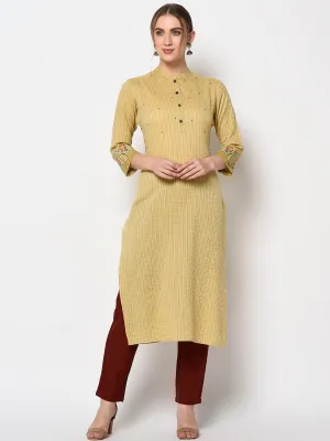 Women Mustard Straight Kurta