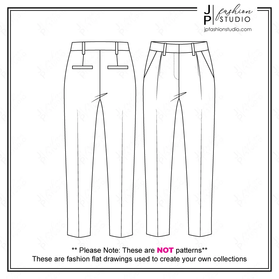 Women Suit Outfit Fashion Flat Sketches / Oversized Blazer / Classy Pantsuit Technical Drawings for Adobe Illustrator