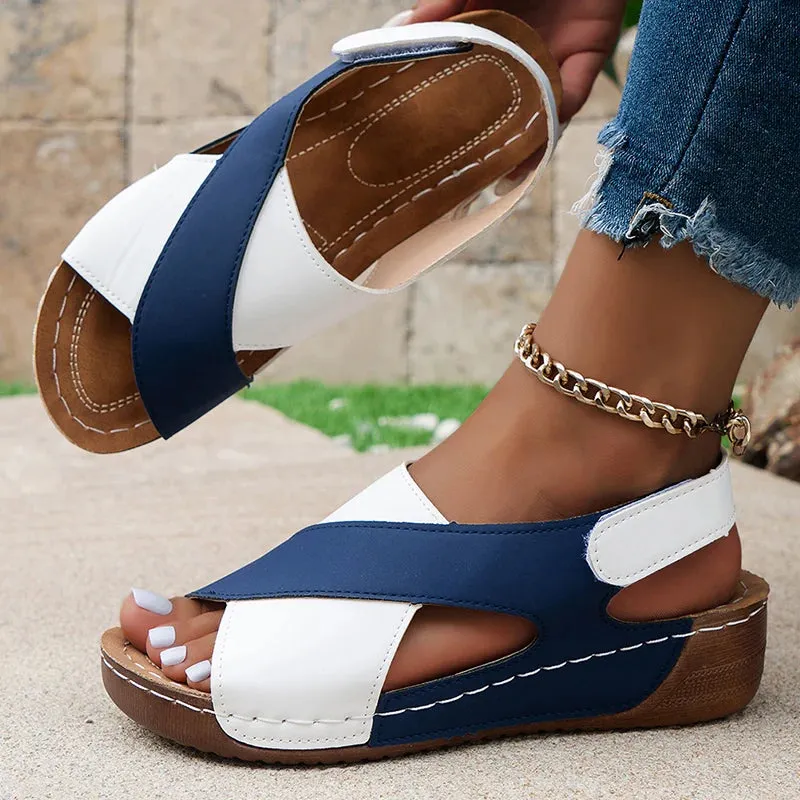 Women's Sandals Summer Wedge Heels Shoes Mix Color Wedges
