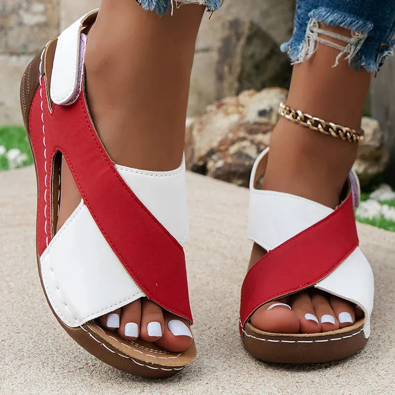 Women's Sandals Summer Wedge Heels Shoes Mix Color Wedges