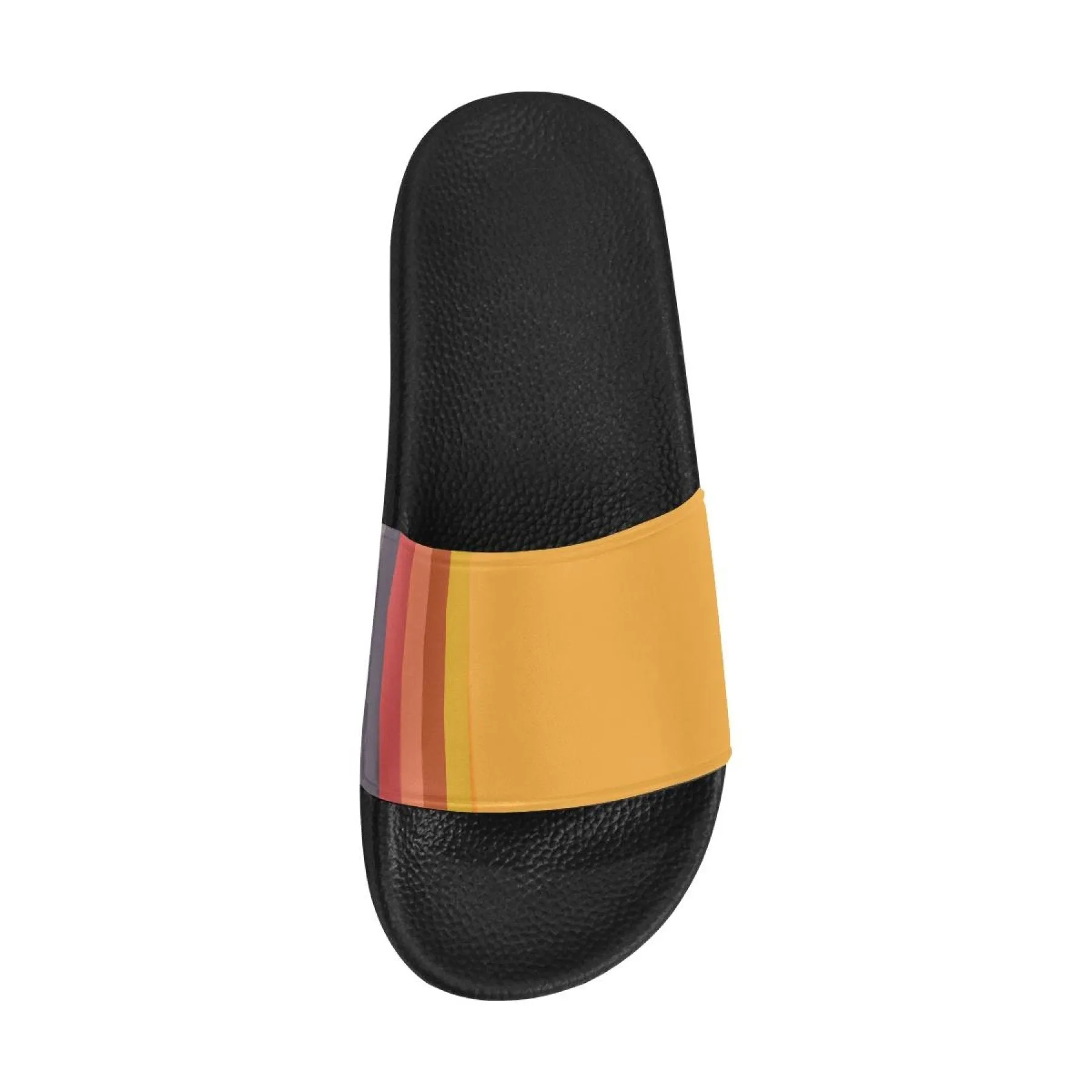 Womens Slides, Flip Flop Sandals, Yellow Multicolor Stripe Print by inQue.Style