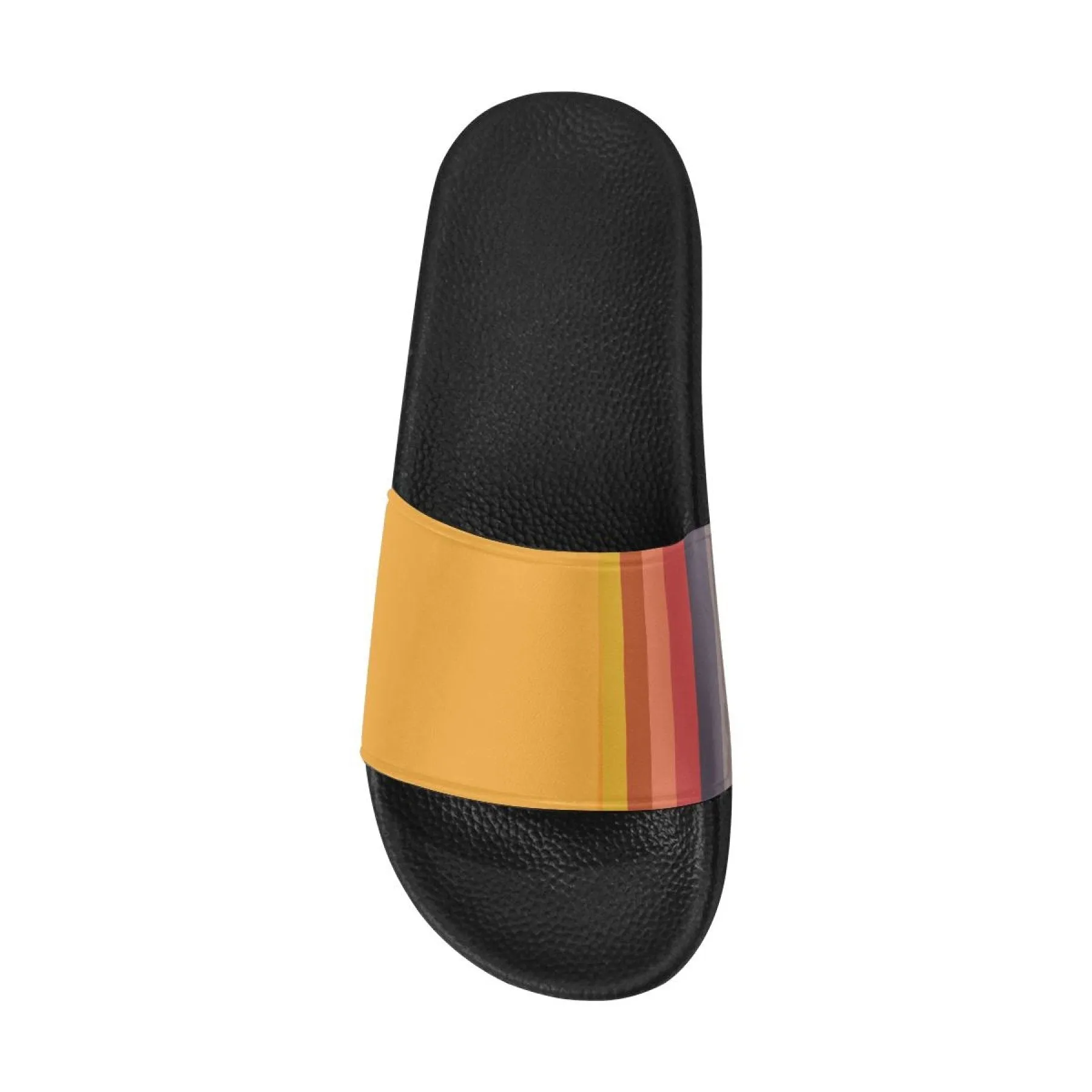 Womens Slides, Flip Flop Sandals, Yellow Multicolor Stripe Print by inQue.Style